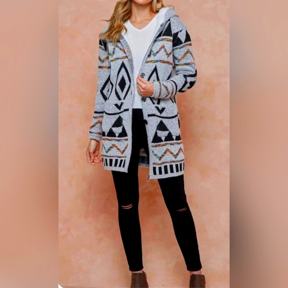 ON Blue Jackets & Blazers - AZTEC sweater jacket